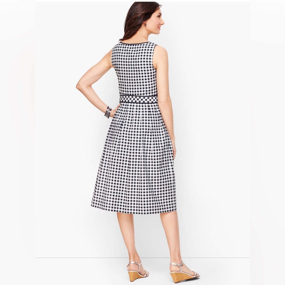 NWOT Talbots Blue & White Gingham Check Sleeveless Pleated Dress Size 8P - Picture 15 of 15